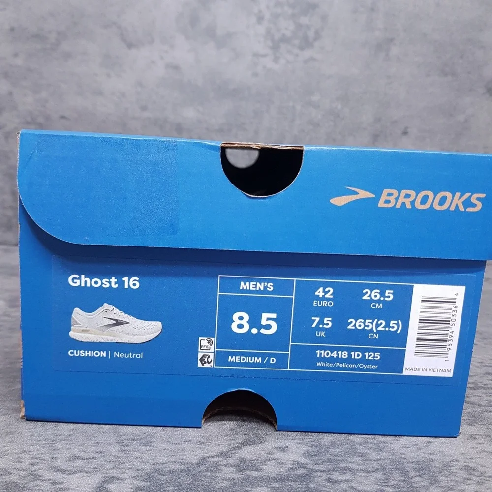 BROOKS Ghost‎ 16 Running Shoes Mens Size 8.5 White Pelican Oyster 110418 1D 125